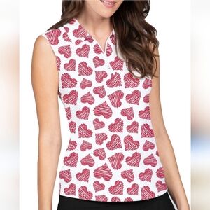 IBKUL | Sleeveless Polo Scribble Heart ❤️ Print